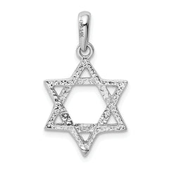 14K White Gold Star of David Pendant with Rhodium Finish  Elegant & Symbolic