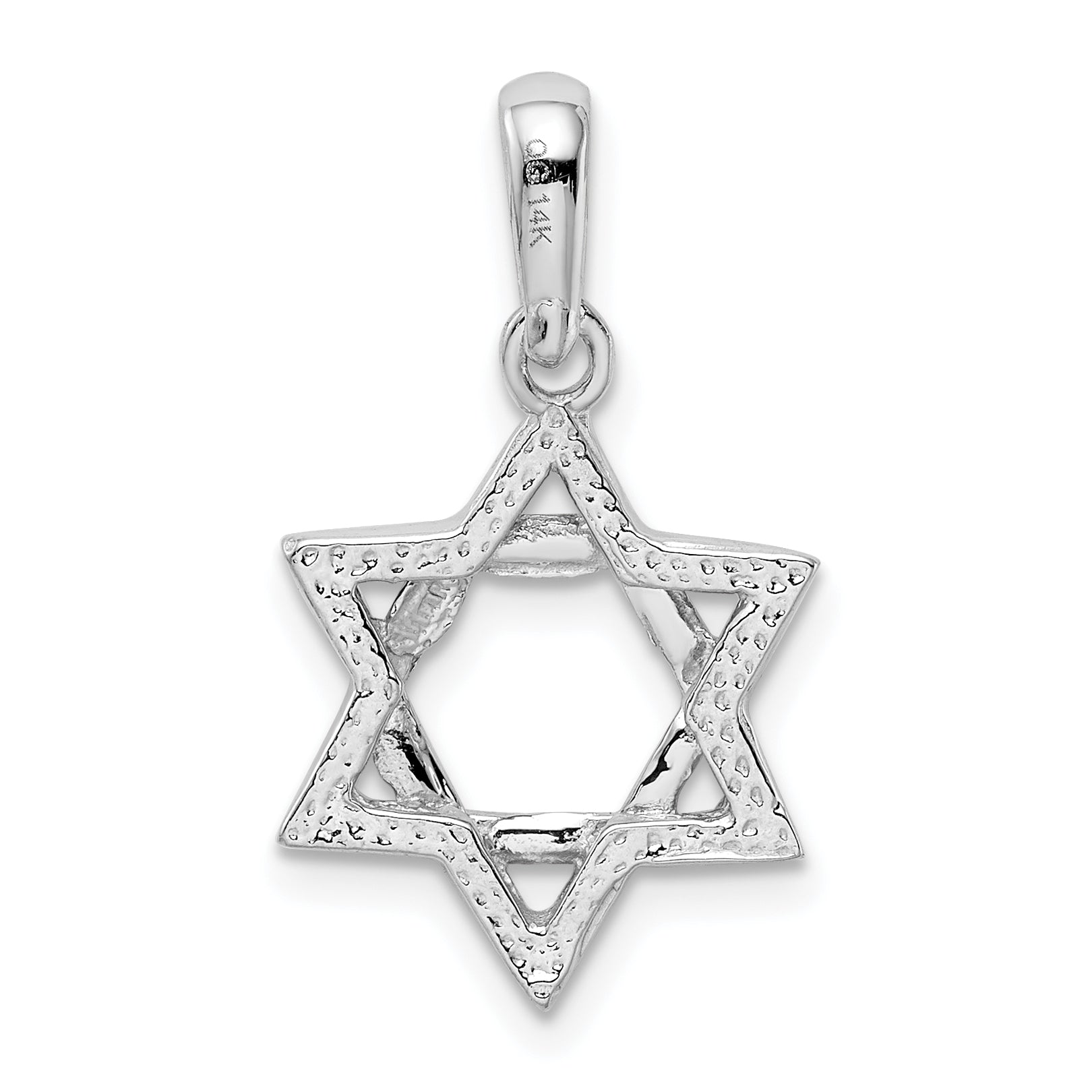 14K White Gold Star of David Pendant with Rhodium Plating  Elegant and Timeless
