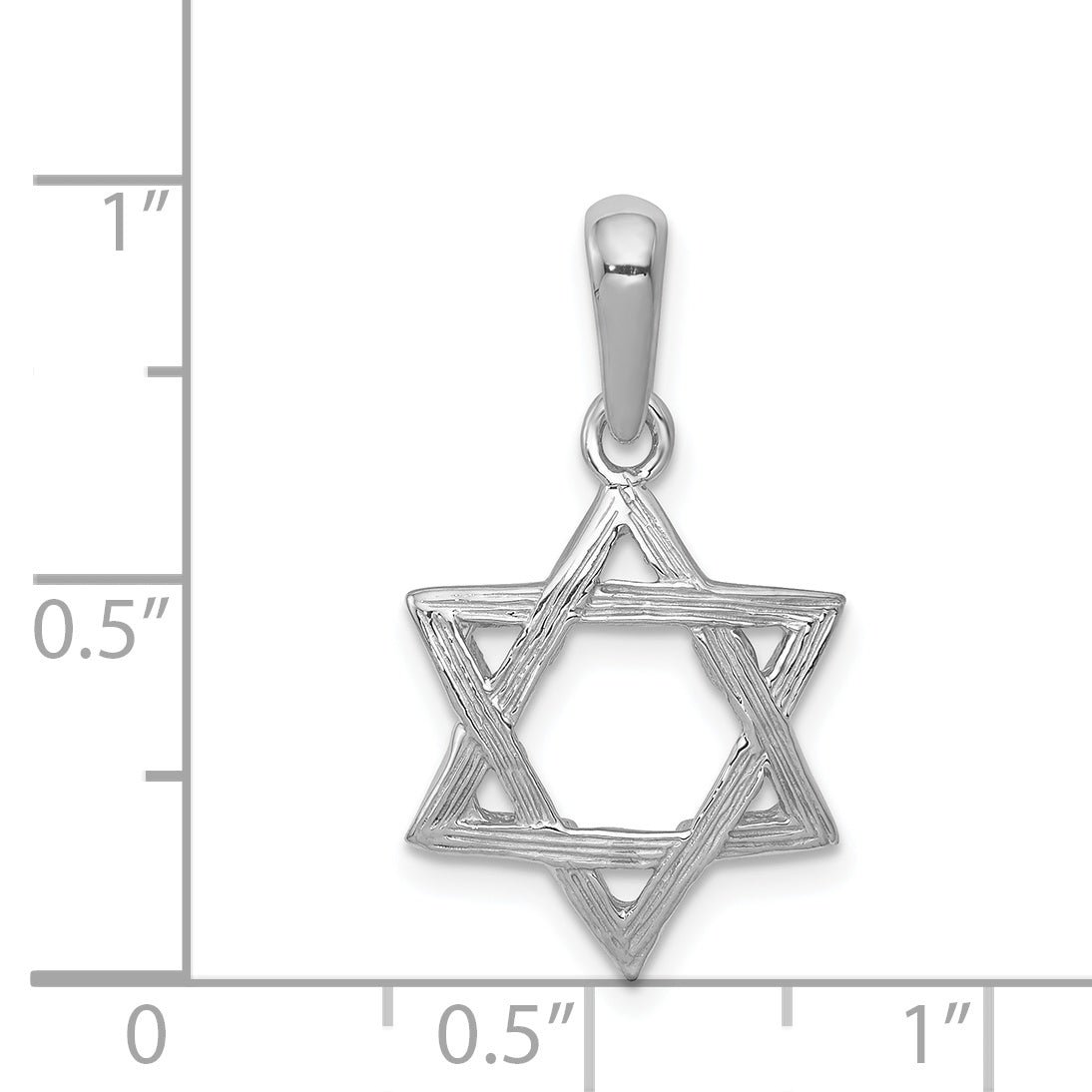 14K White Gold Star of David Pendant with Rhodium Plating  Elegant and Timeless
