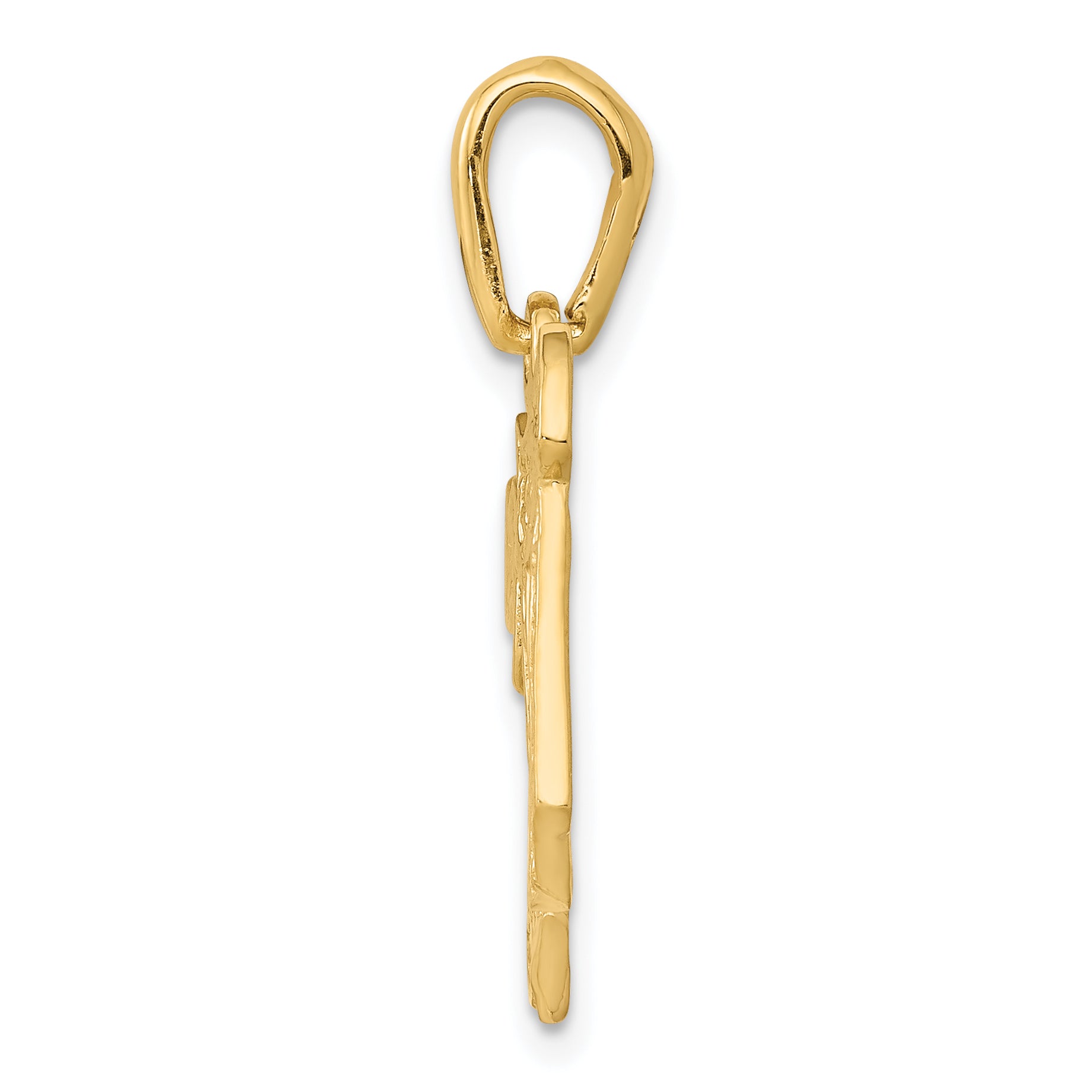 14K Gold Filigree Chai Pendant with Polished Finish Elegant & Solid Design Secondary image