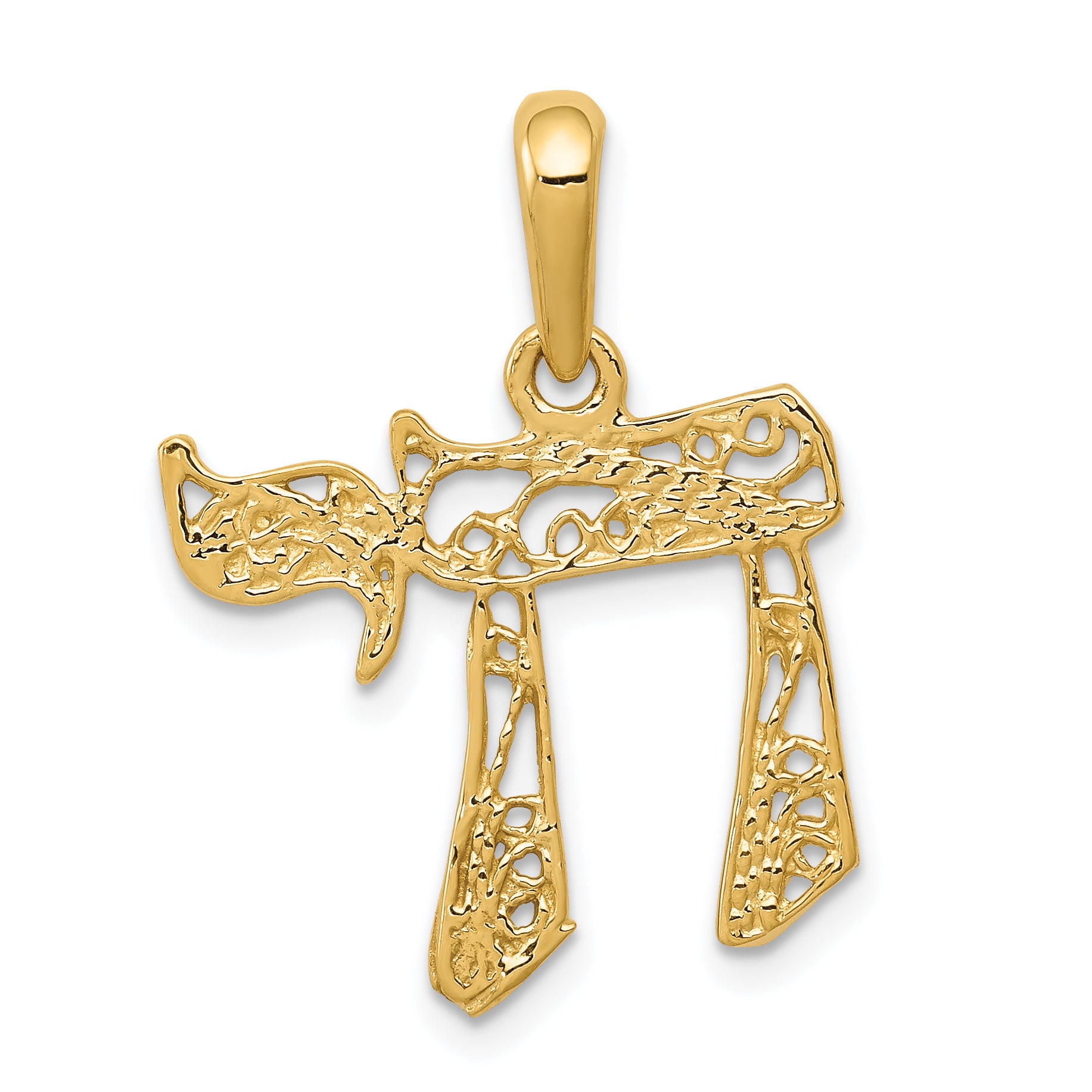 14k Filigree Chai Pendant Main image