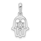14K White Gold Star of David Chamseh Pendant with Polished Back