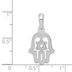 14K White Gold Star of David Chamseh Pendant with Polished Back