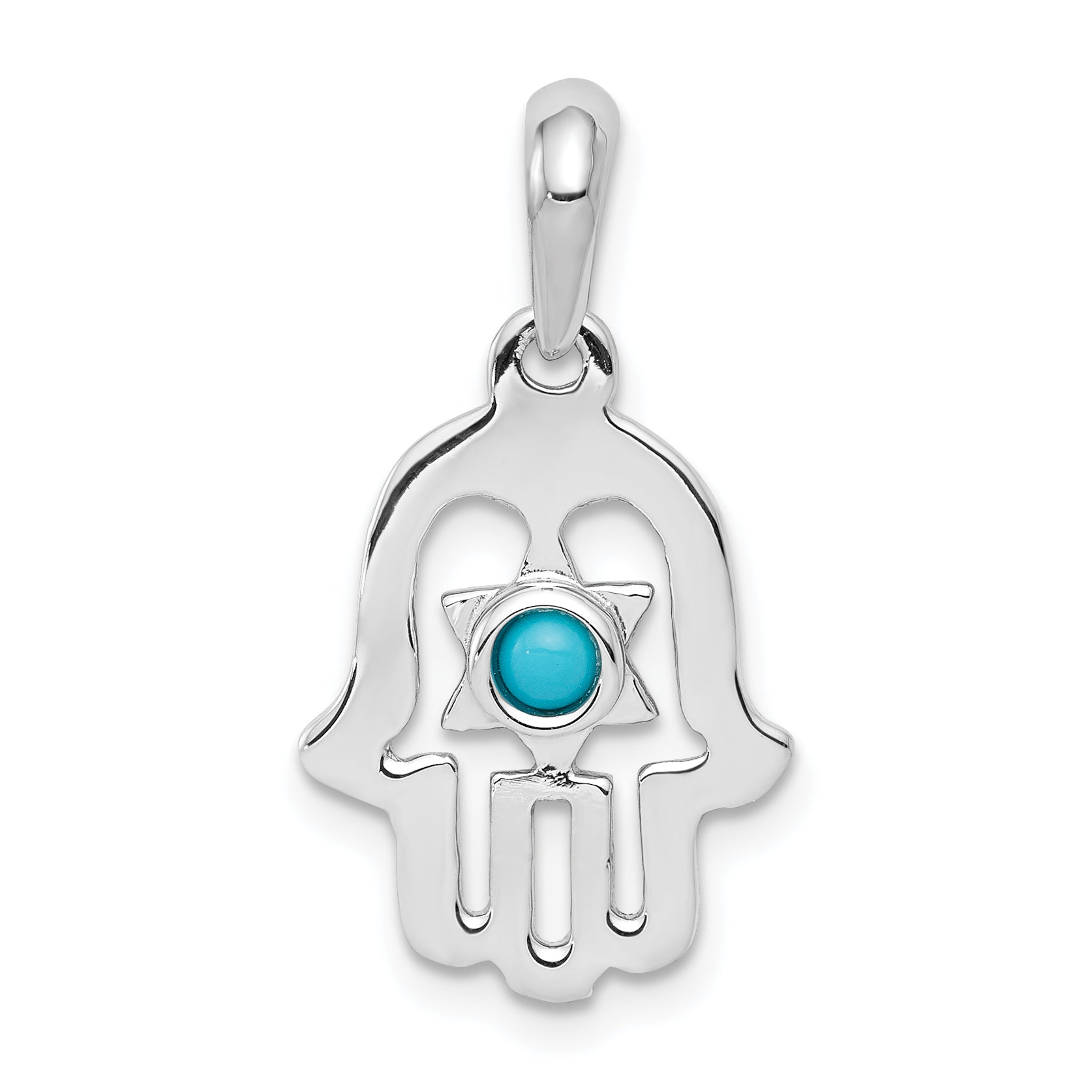 14k White Gold Turquoise Chamseh Pendant Main image