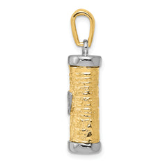 14K Two-Tone Gold 3D Mezuzah Pendant with Polished Finish