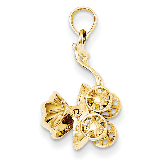 14k  3D Baby Carriage Charm