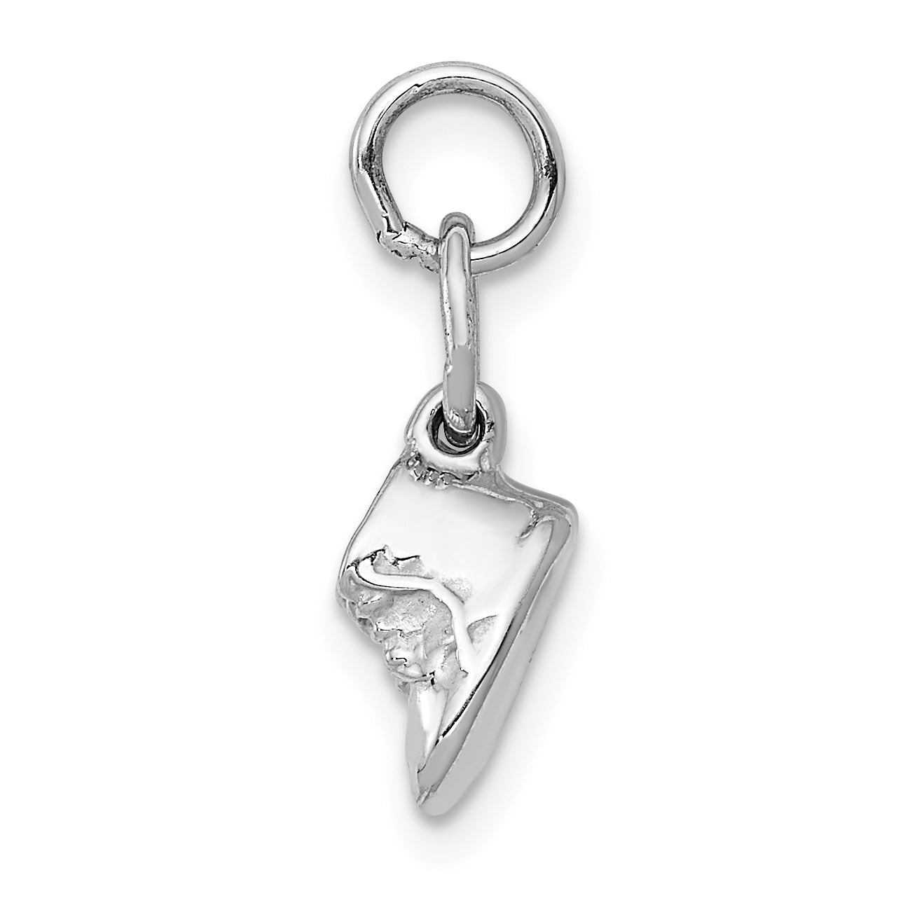14K White Gold 3D Moveable Baby Shoe Charm  Rhodium-Plated Elegant Keepsake