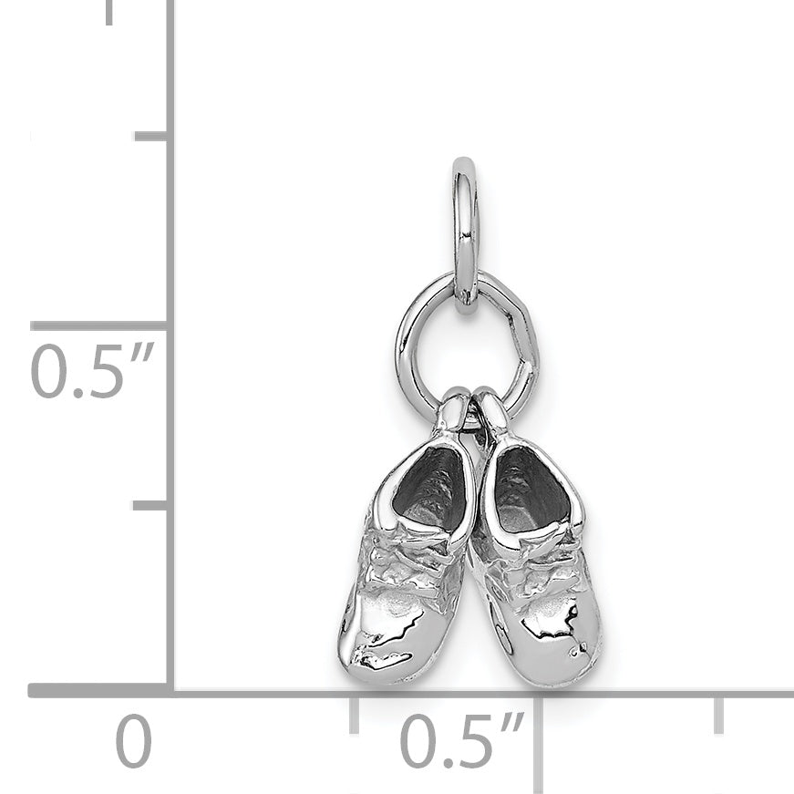 14K White Gold 3D Moveable Baby Shoe Charm  Rhodium-Plated Elegant Keepsake