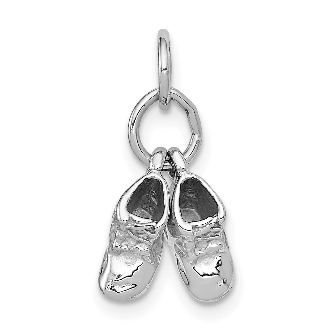14k 3D Moveable White Gold Baby Shoes Charm Main image