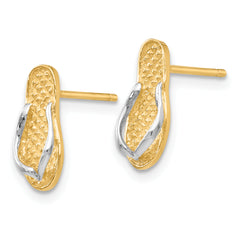 14K Gold Rhodium-Plated Flip Flop Earrings with Polished Finish