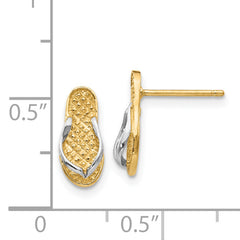 14K Gold Rhodium-Plated Flip Flop Earrings with Polished Finish