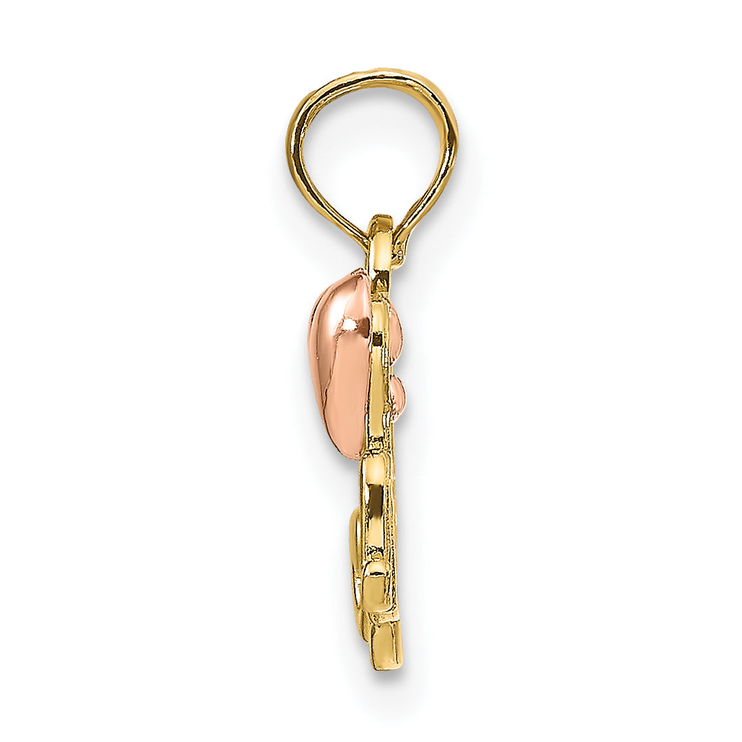 14K Two-Tone Gold MOM Pendant with Heart Design, Polished Finish Secondary image