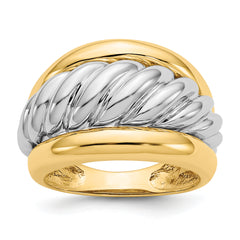 14k Two-tone Polished Twisted Dome Ring