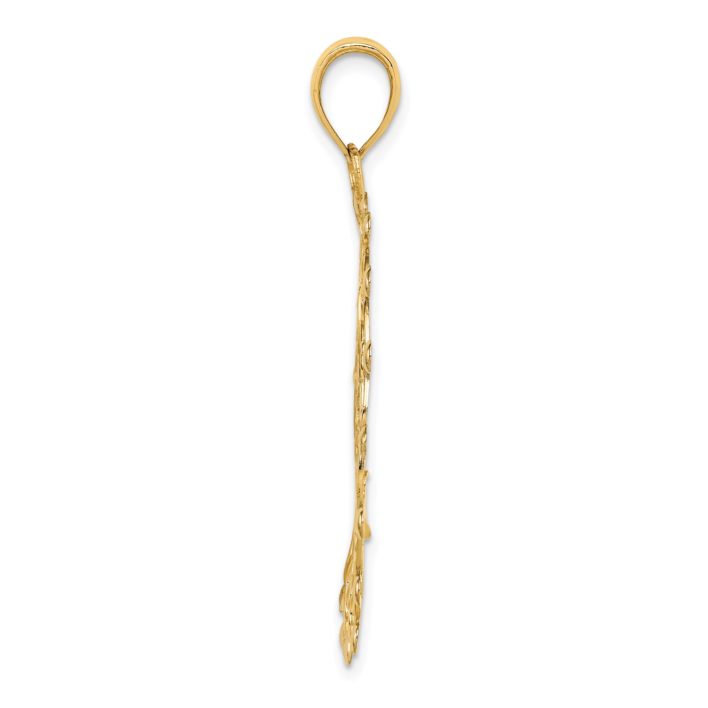 14K White Rhodium Diamond-Cut Filigree Pendant in Elegant Yellow Gold Secondary image