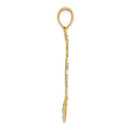 14K White Rhodium Diamond-Cut Filigree Pendant in Elegant Yellow Gold