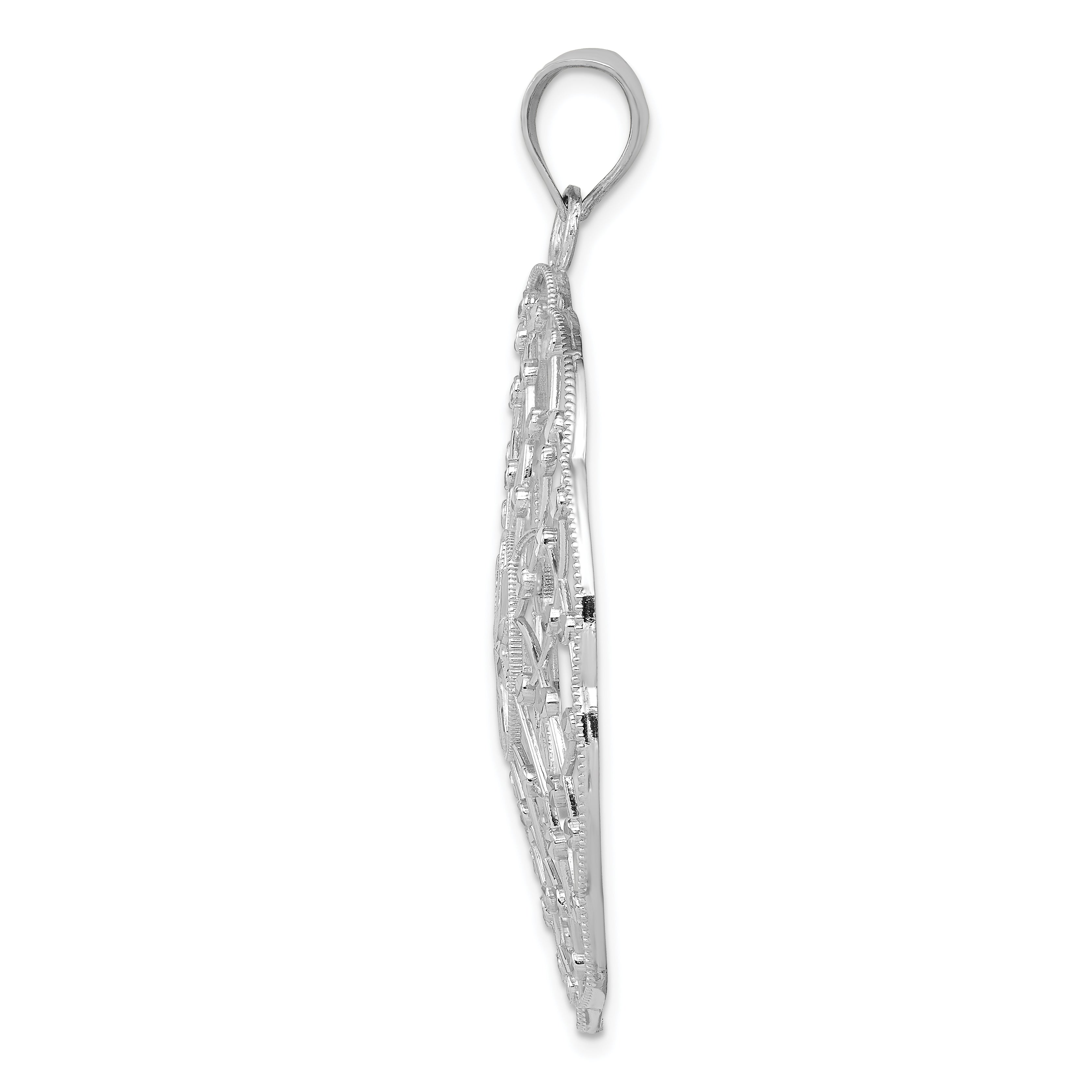 14K White Gold Diamond Cut Sphere Pendant with Rhodium Plating  Elegant and Solid Design