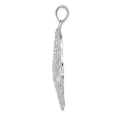 14K White Gold Diamond Cut Sphere Pendant with Rhodium Plating  Elegant and Solid Design