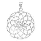 14K White Gold Diamond Cut Sphere Pendant with Rhodium Plating  Elegant and Solid Design