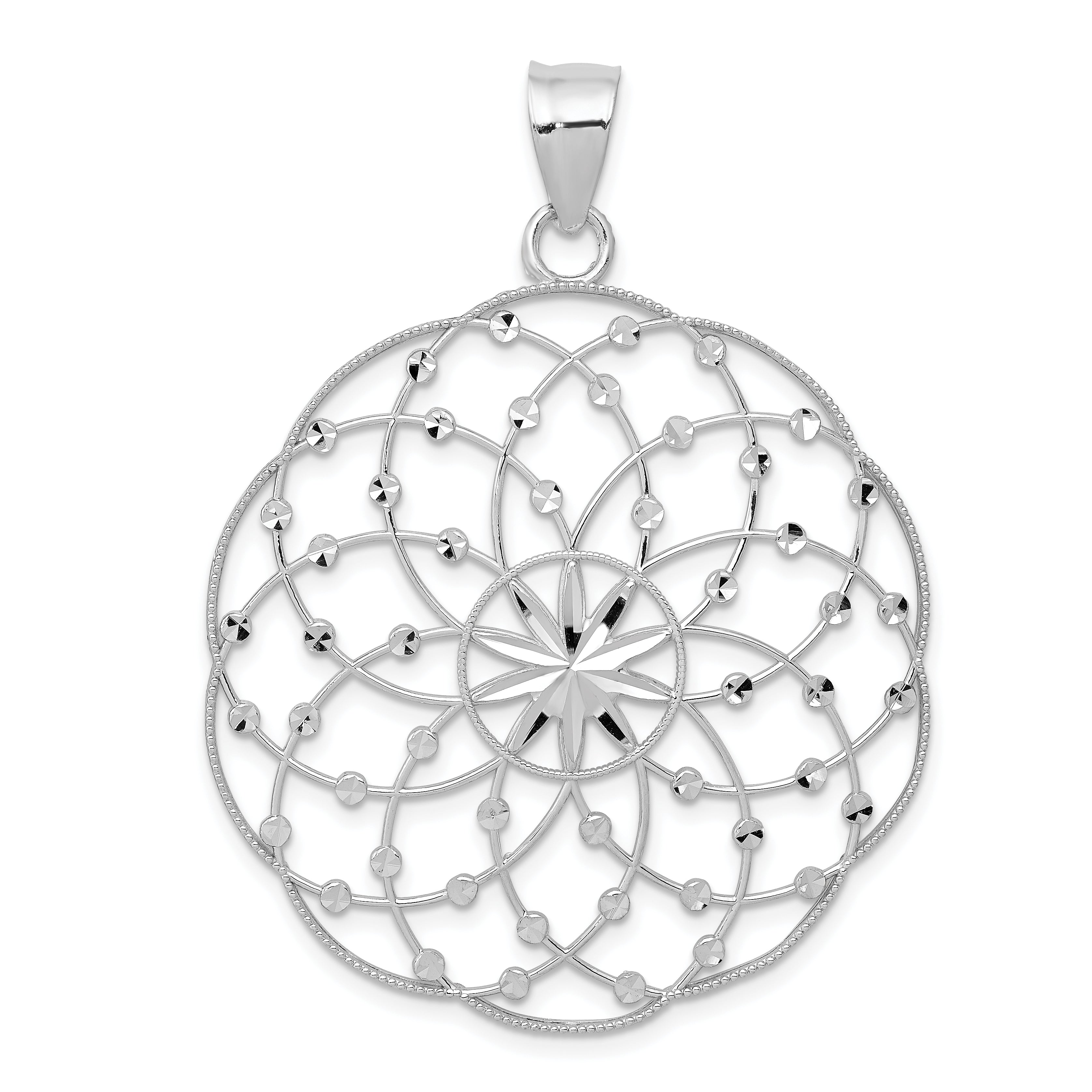 14k White Gold Diamond Cut Sphere Pendant