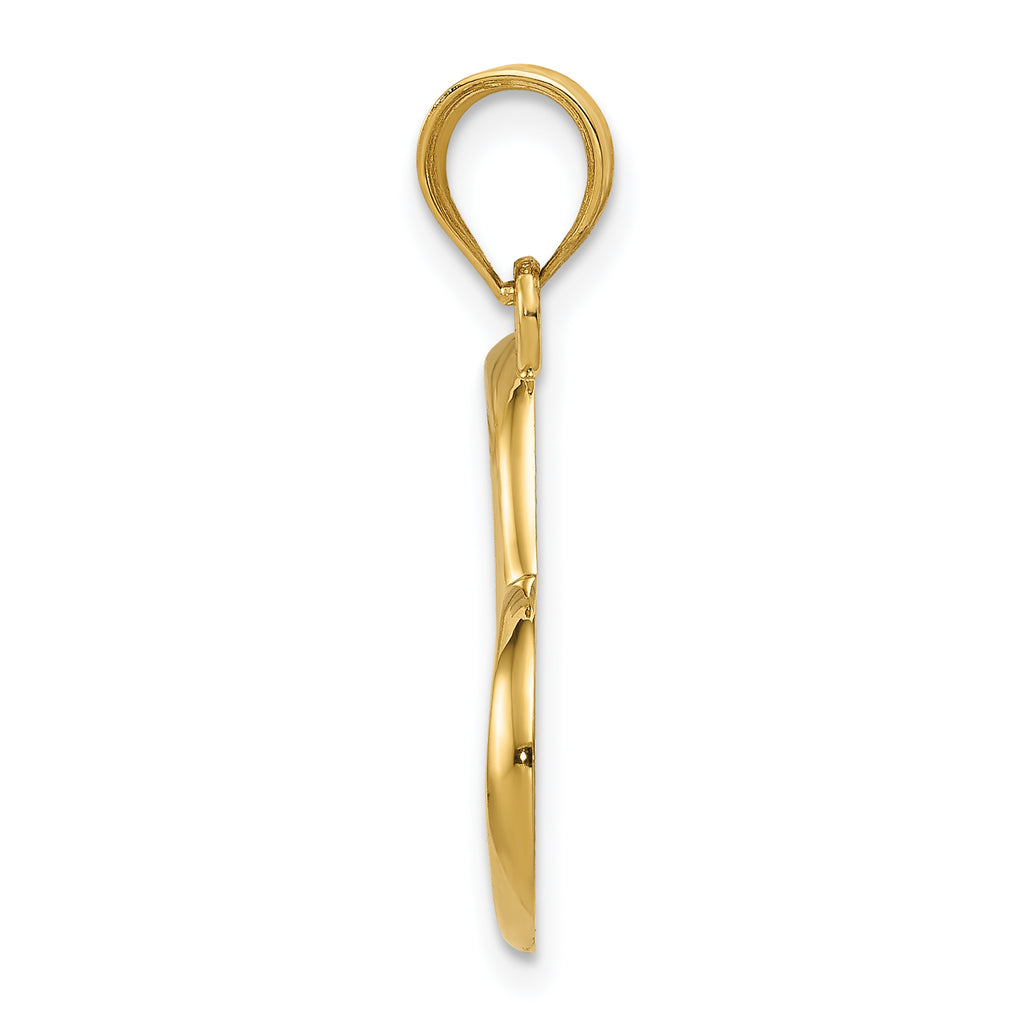 14K Gold Polished Dangling Heart Pendant Elegant Casted Design by Sophia Jewelers