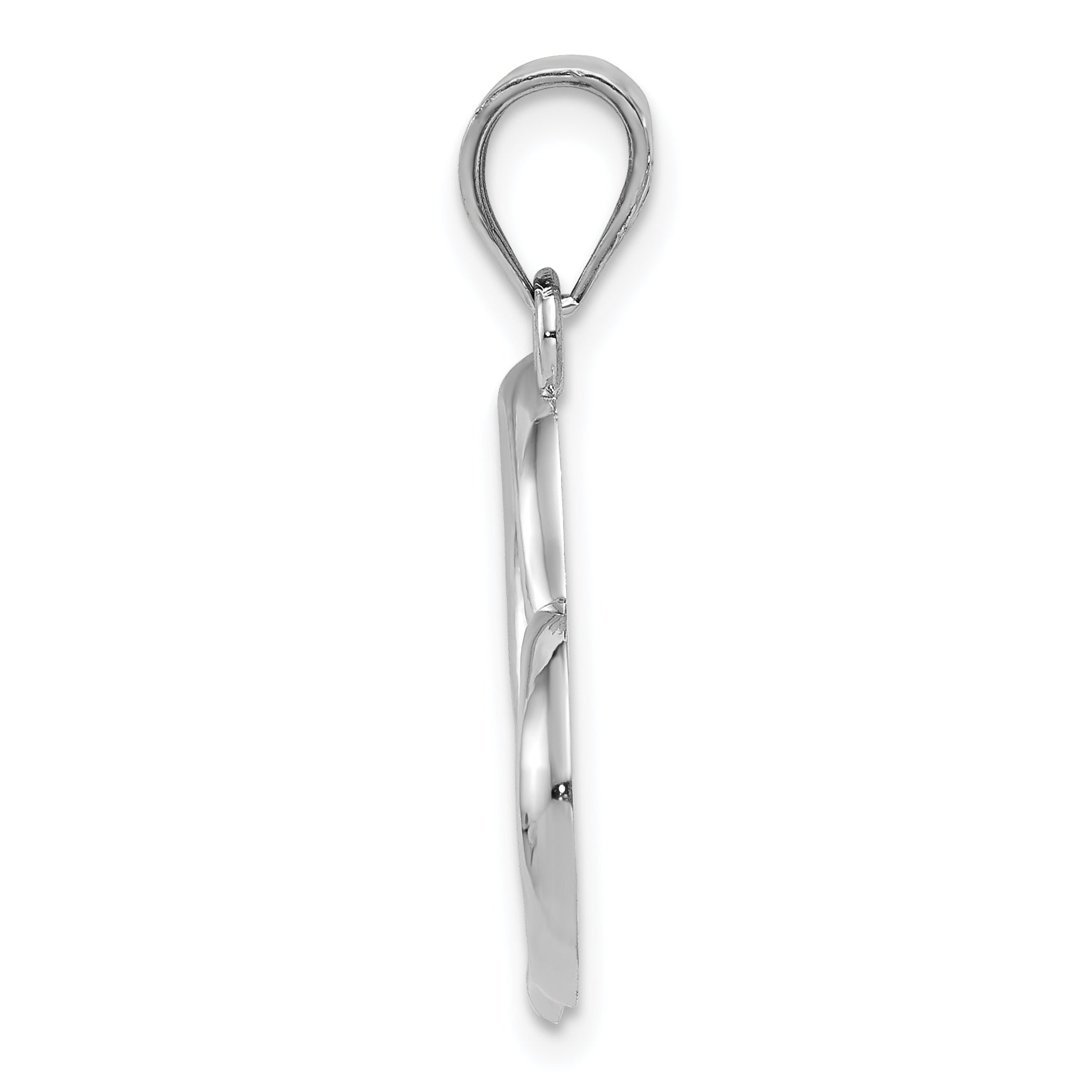 14K White Gold Polished Open Heart Pendant with Rhodium Plating Elegant Design