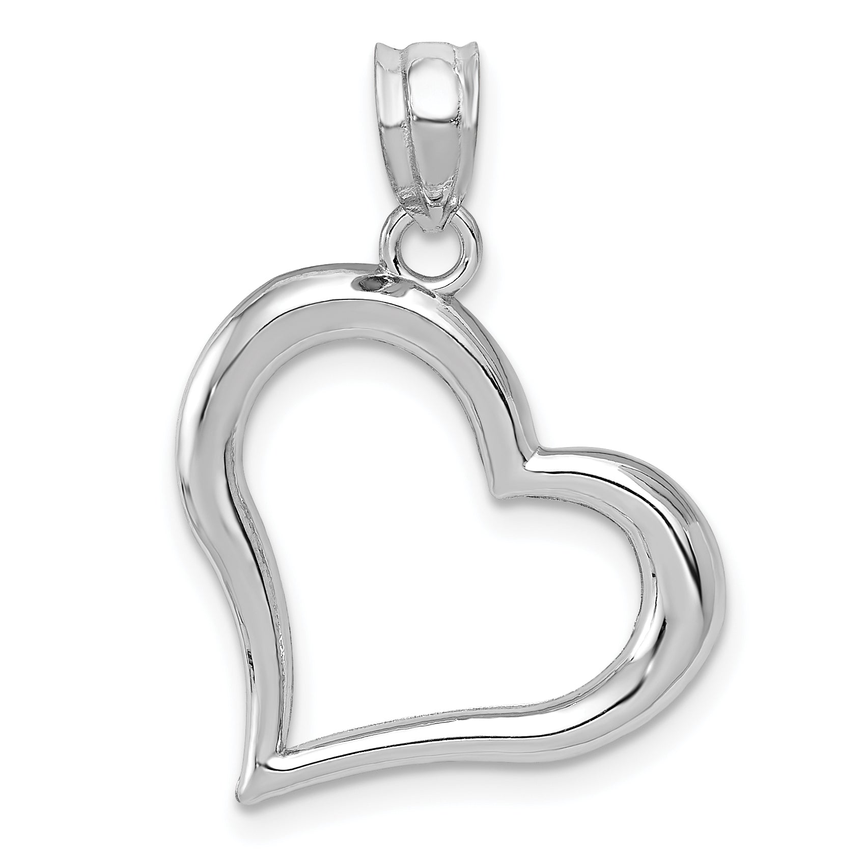 14k White Gold Polished Open Heart Pendant Main image