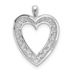 14K White Gold Cut-Out Heart Pendant with Polished Rhodium Finish Elegant Design