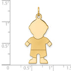 14K Gold Satin Boy Charm Solid Die Struck Themed Pendant
