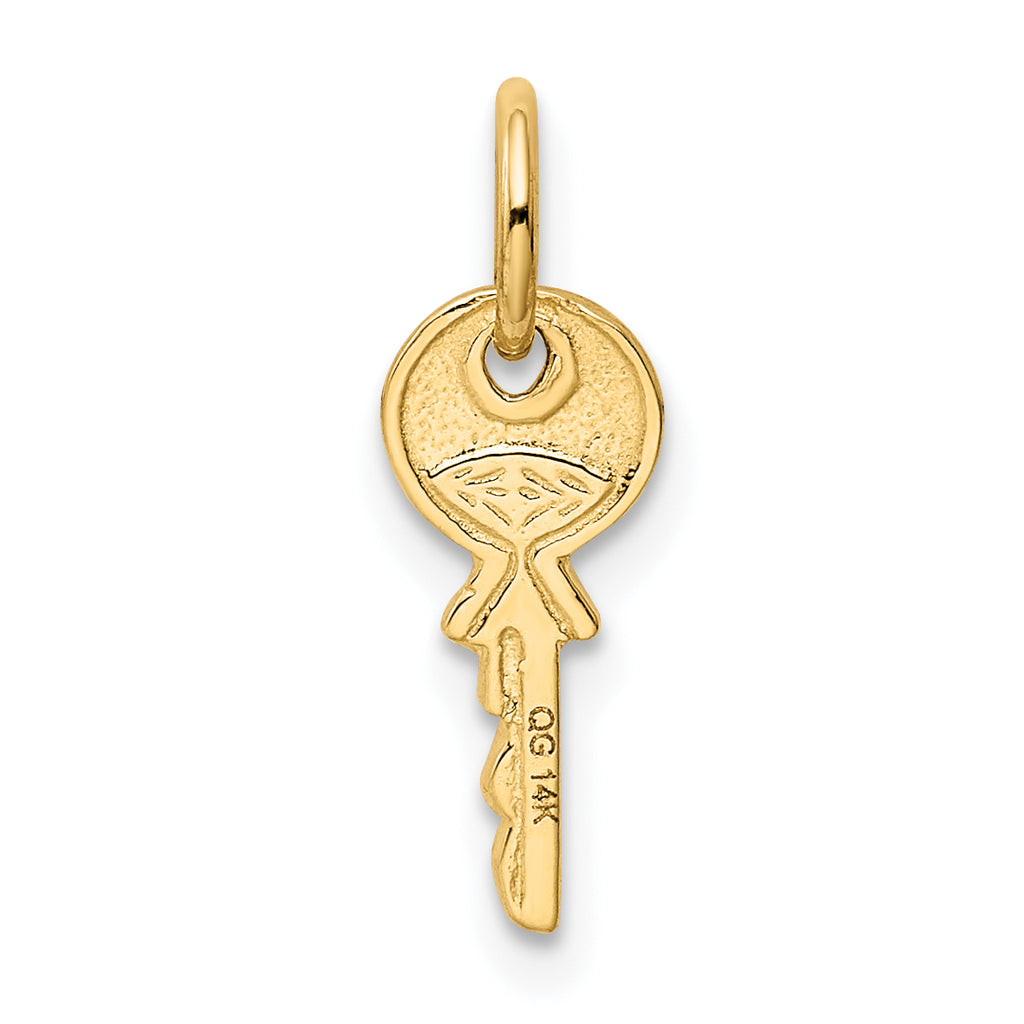 14K Gold Polished 3D Key Charm Elegant Themed Pendant