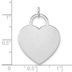 14K White Gold Heart Charm with Polished Finish and Engravable Design