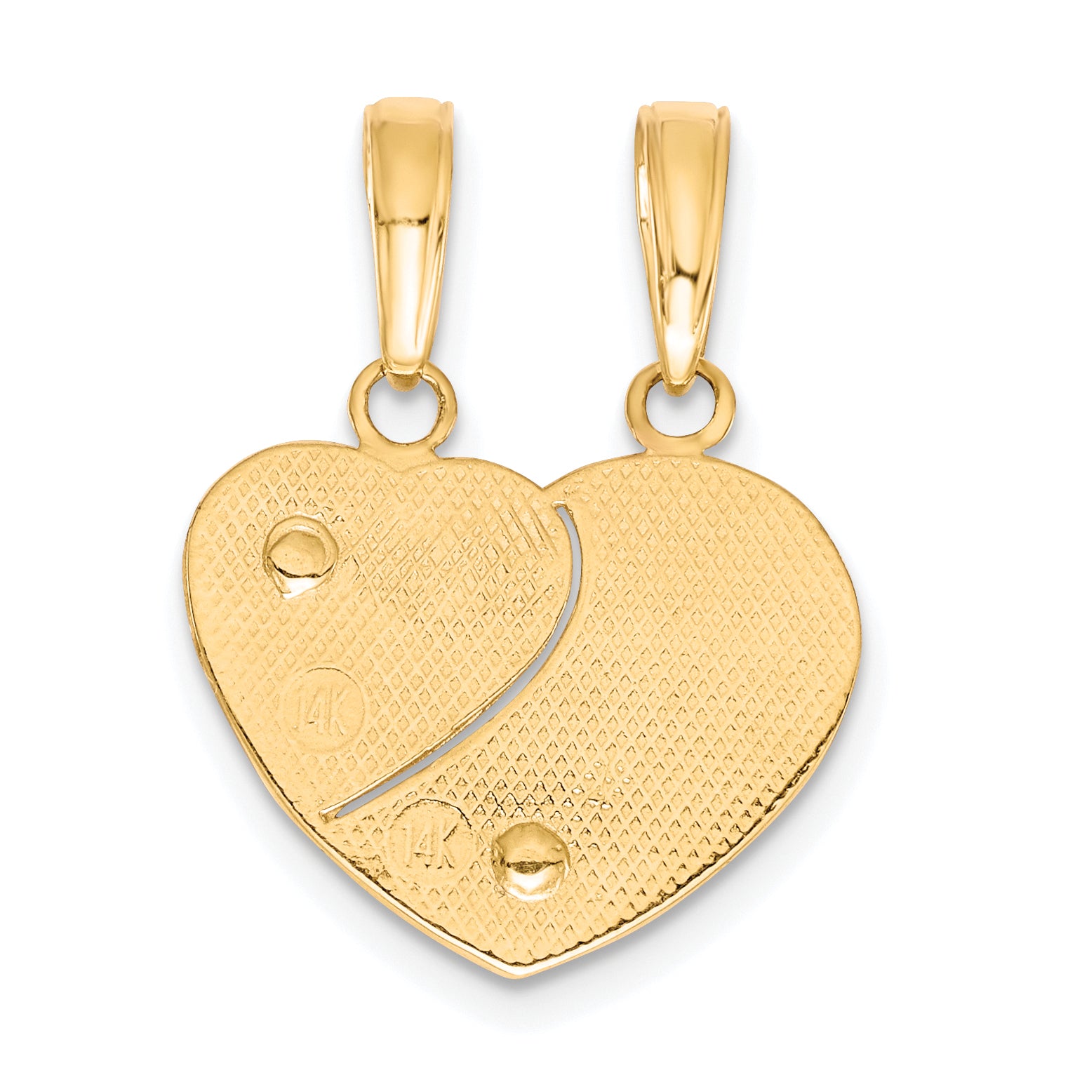 14K Two-Tone Gold Break-Apart Heart Pendant for Mother and Child