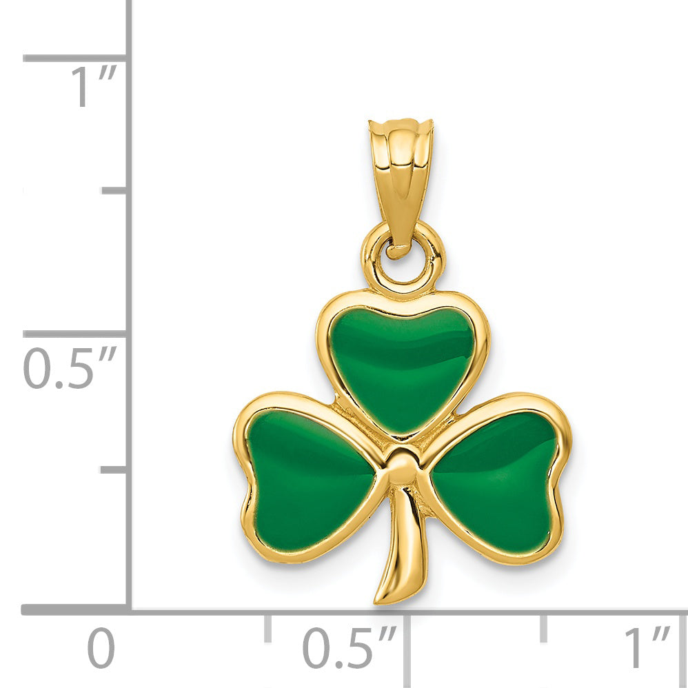 14k Enameled 3 Leaf Clover Pendant