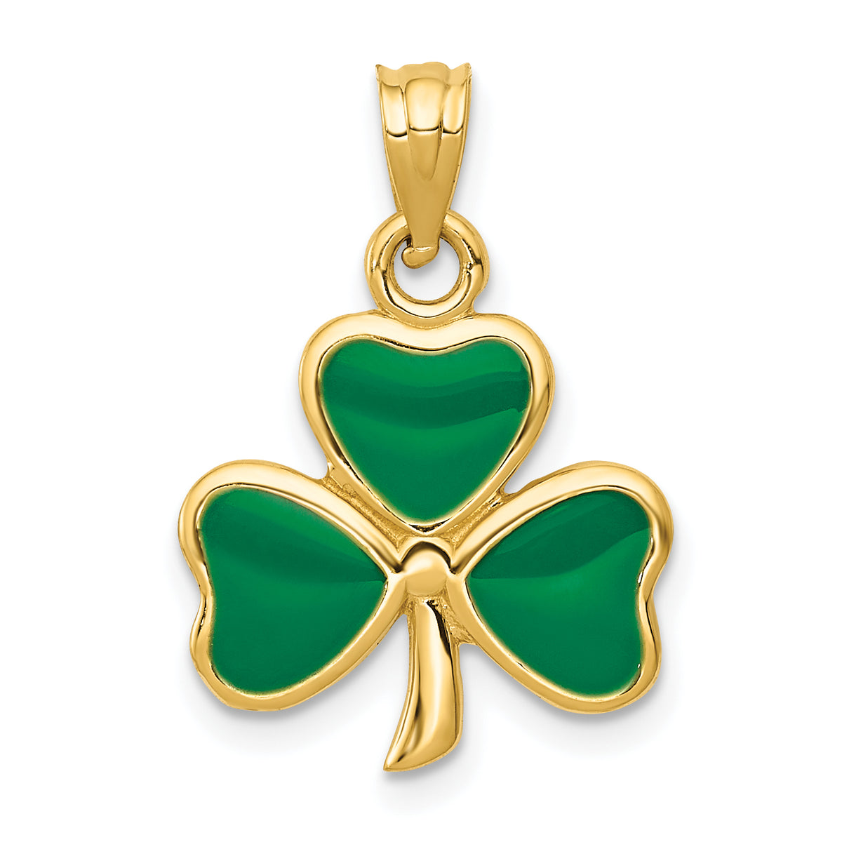 14k Enameled 3 Leaf Clover Pendant