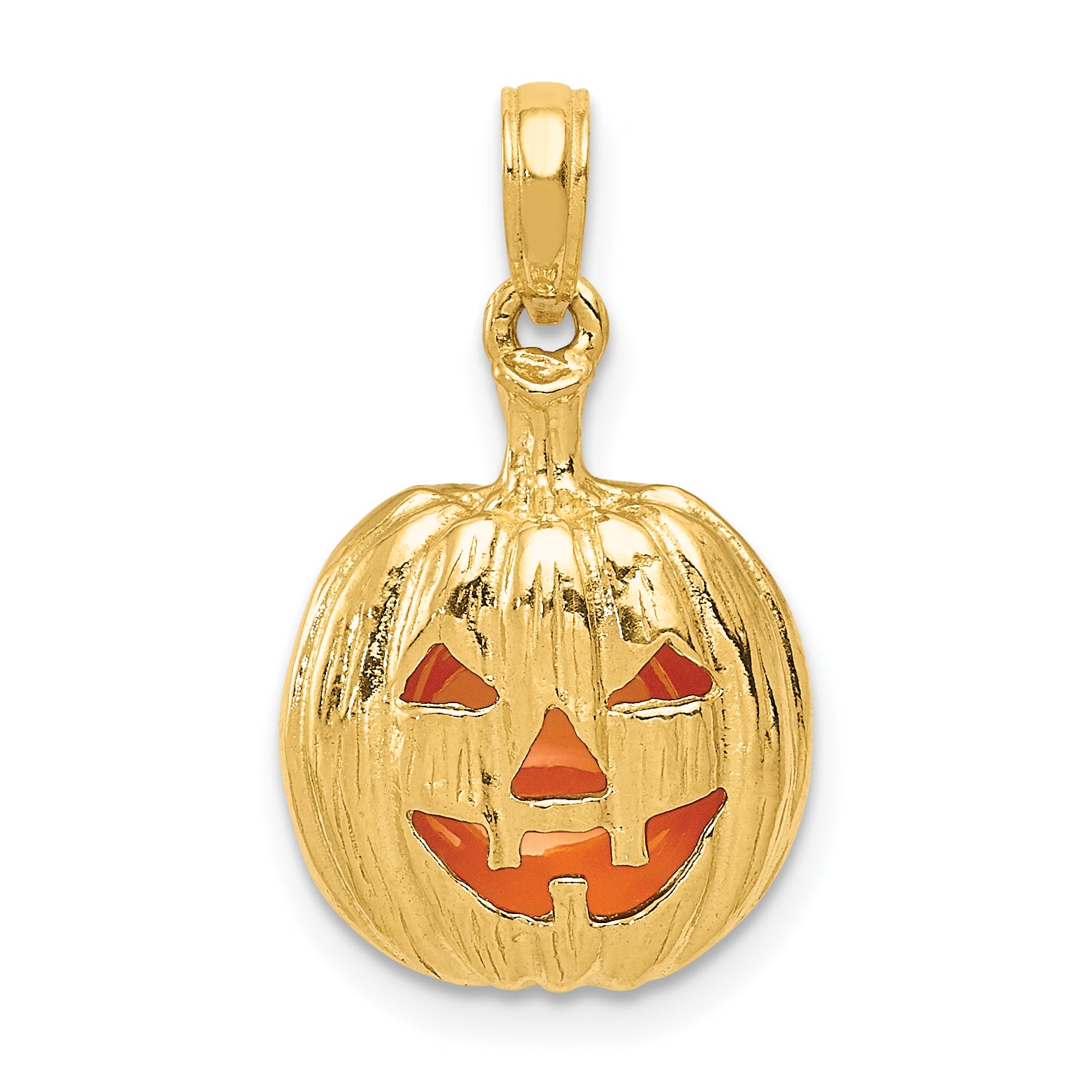 14k Enameled Inside 3-D Cut-Out Pumpkin Pendant Main image