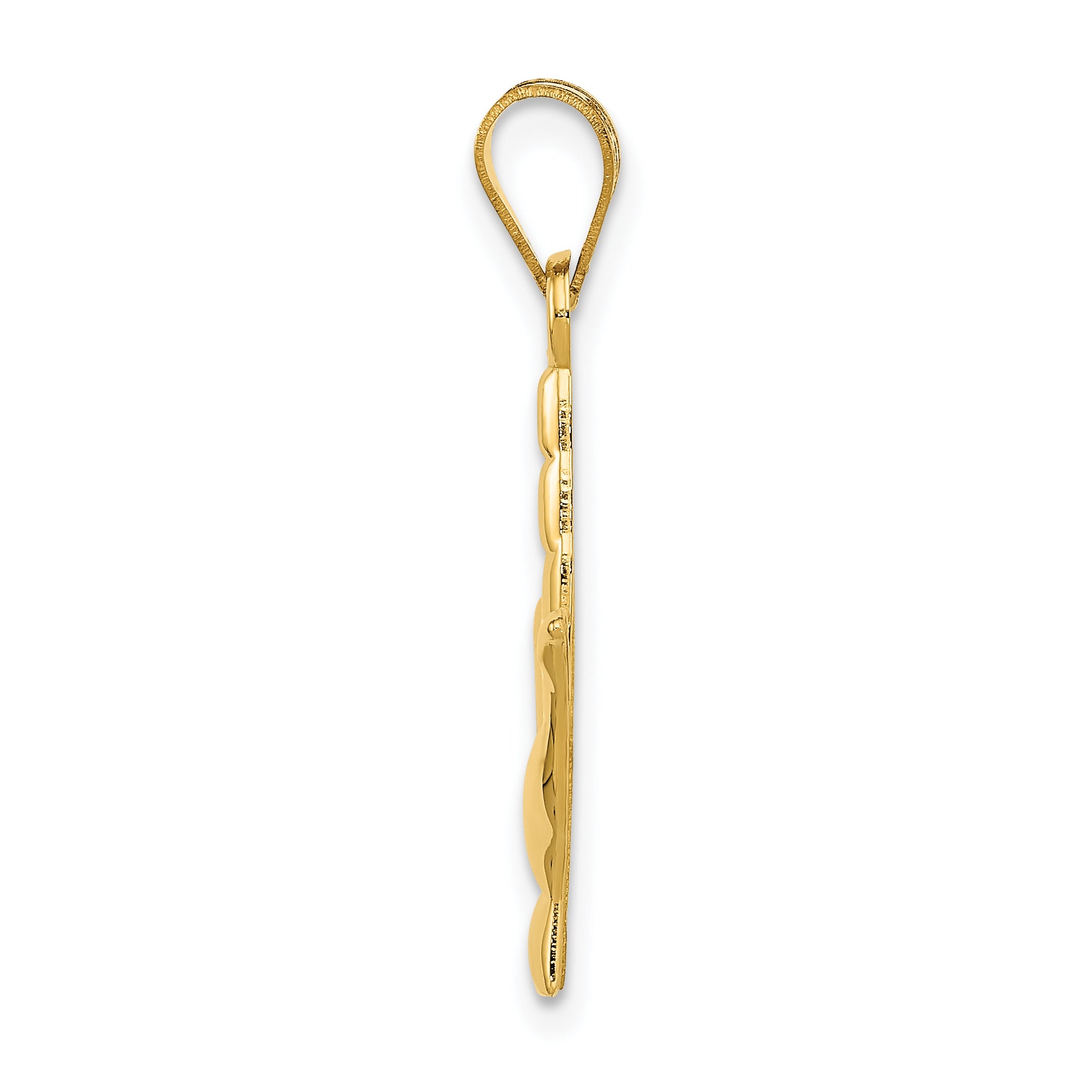 14K Gold Polished Sign Language I Love You Charm Textured Design Secondary image