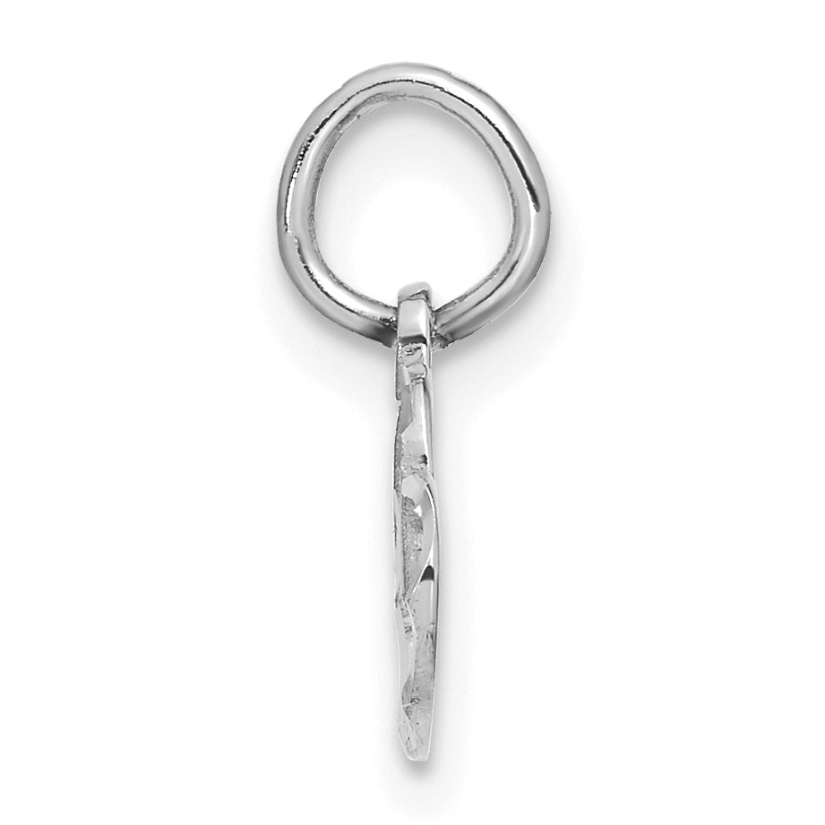 14k White Gold Double Heart Charm with Satin and Diamond-Cut Finish