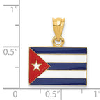 14K Gold Enameled Cuba Flag Pendant  Solid, Vibrant, Themed Charm