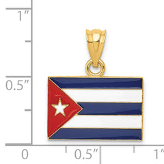 14k Enameled Cuba Flag Pendant