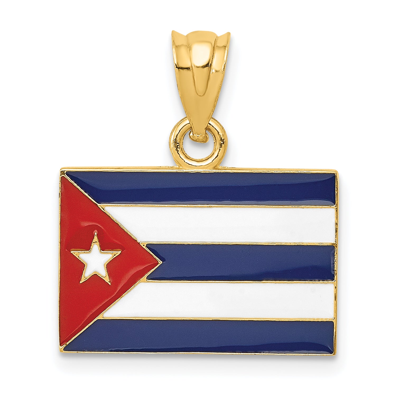 14k Enameled Cuba Flag Pendant Main image