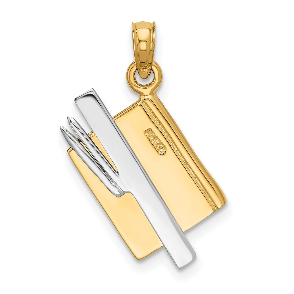14K Two-Tone Gold 3D Enameled ABC School Book Pendant by Sophia Jewelers