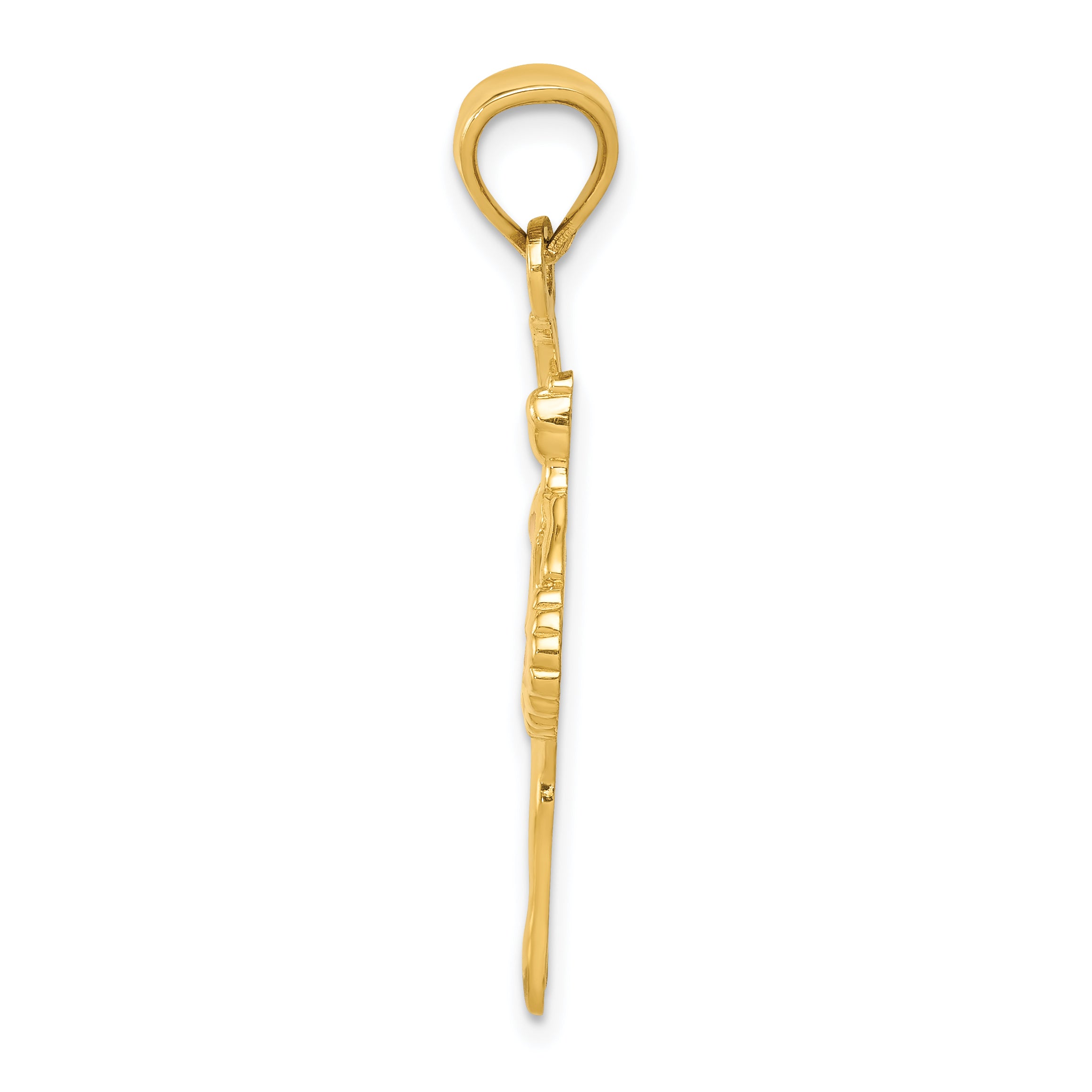 14K Gold Pink Enameled Ballerina Pendant with Polished Finish