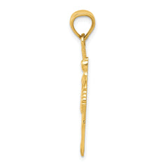 14K Gold Pink Enameled Ballerina Pendant with Polished Finish
