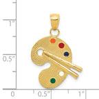 14K Gold Enameled Artist Palette Pendant with Multi-Color Accents