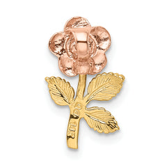 14K Two-Tone Gold Mini Rose Flower Pendant Slide  Polished & Textured