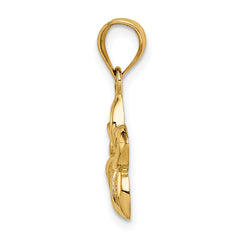 14K Gold Polished Plumeria Pendant Solid Casted Elegant Design by Sophia Jewelers