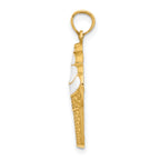 14K Gold Enameled Vanilla Ice Cream Cone Pendant  Playful Polished Design