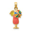 14k Pink Enameled Tropical Drink Pendant