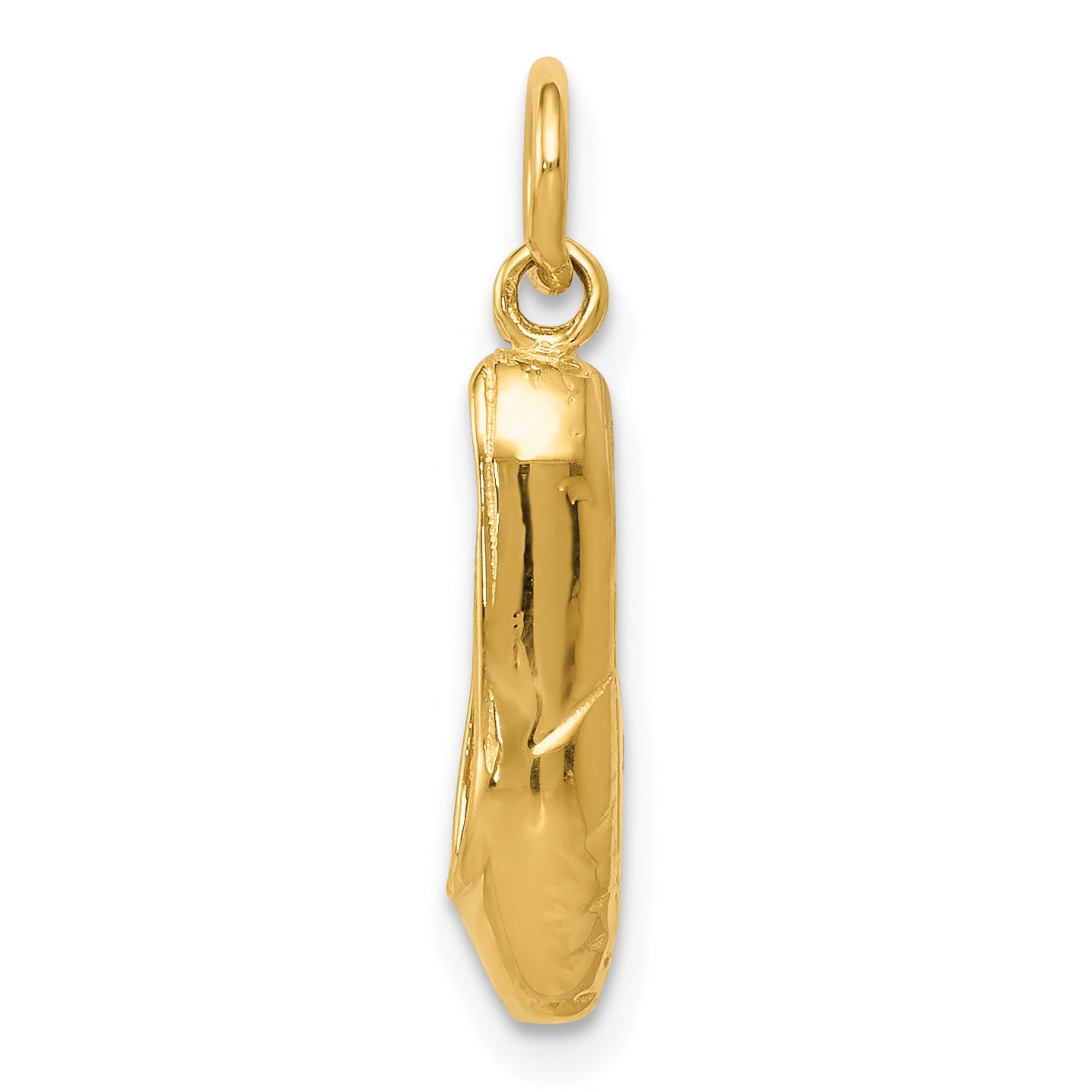 14K Gold 3D Ballet Slipper Pendant with Polished Finish Elegant Charm