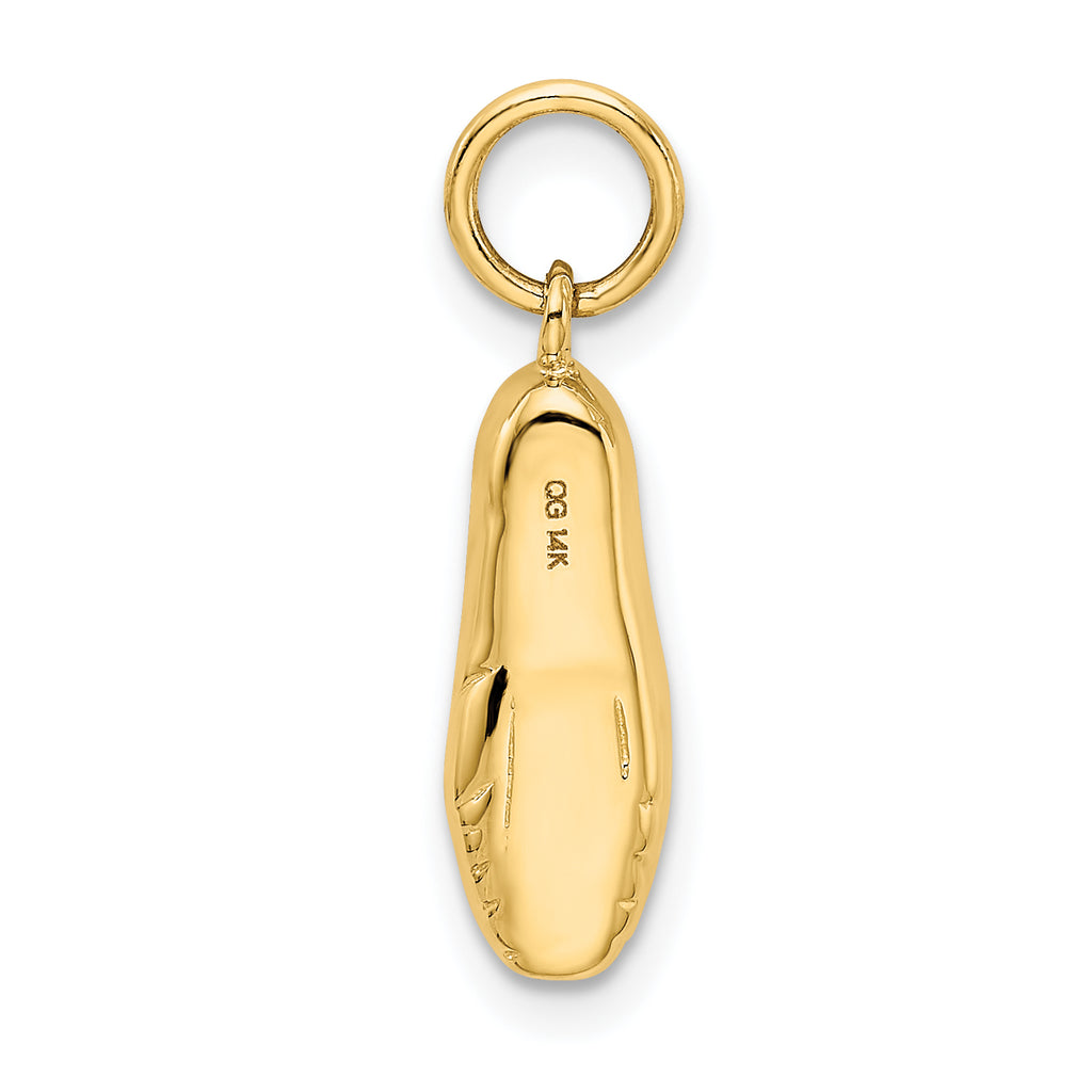 14K Gold 3D Ballet Slipper Pendant with Polished Finish Elegant Charm