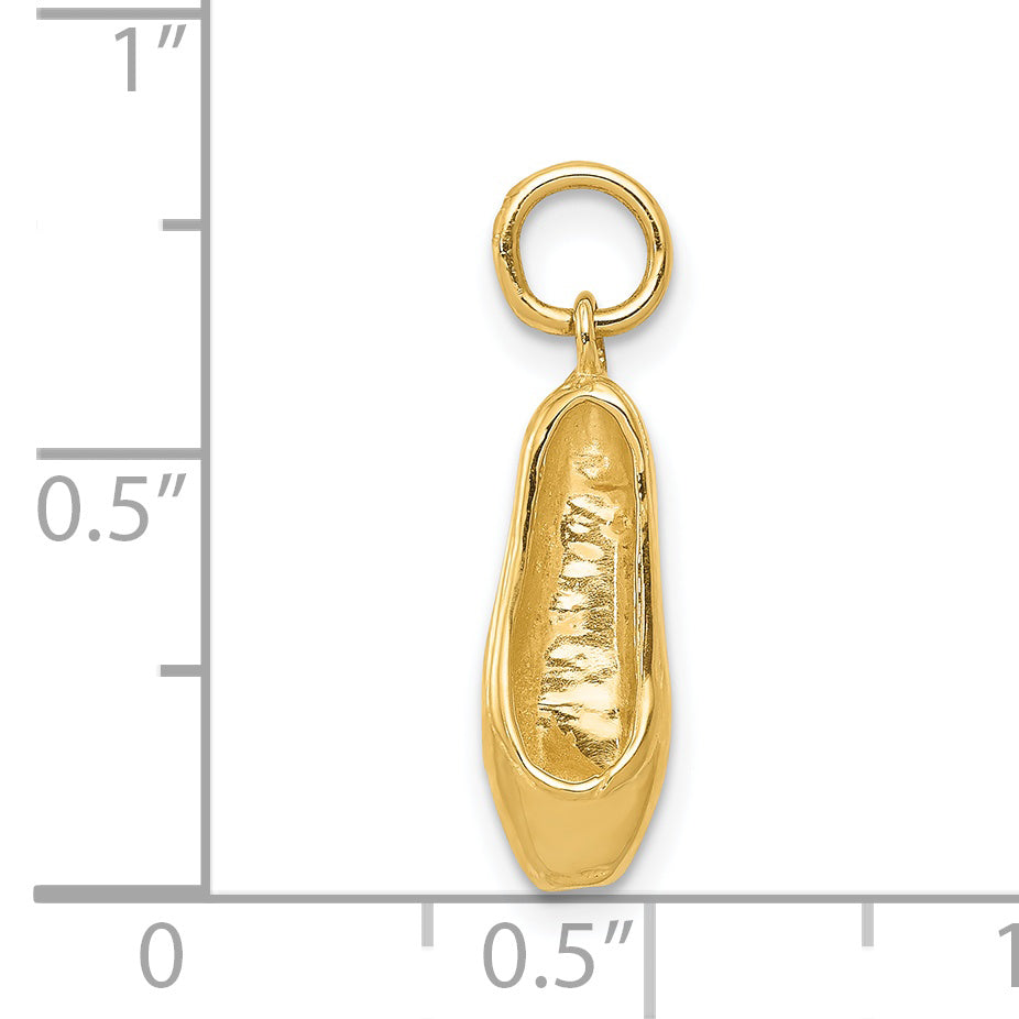 14K Gold 3D Ballet Slipper Pendant with Polished Finish Elegant Charm